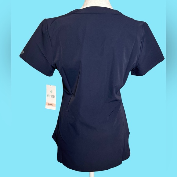 Med Couture Classic Navy V-Neck Short Sleeve Scrub Top - Picture 2 of 8